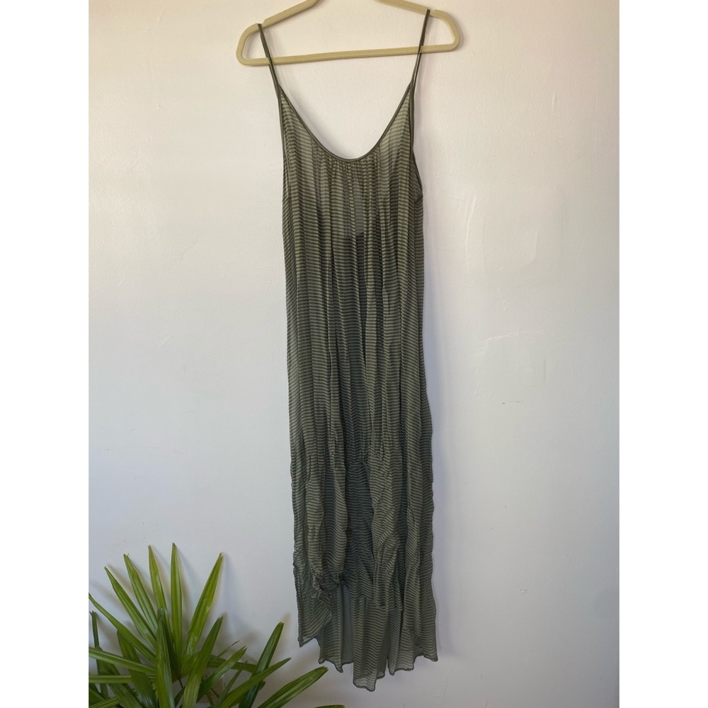 Mikoh Biarritz Maxi Dress Olive Green Stripe Sheer